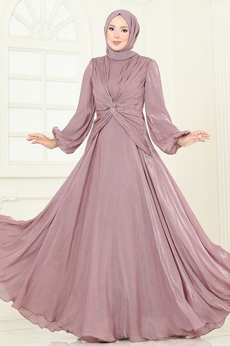 moda selvim Evening Dress 5286D170 Powder - Thumbnail