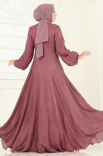 moda selvim Evening Dress 5286D170 Rose Dried - Thumbnail