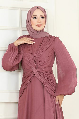 moda selvim Evening Dress 5286D170 Rose Dried - Thumbnail