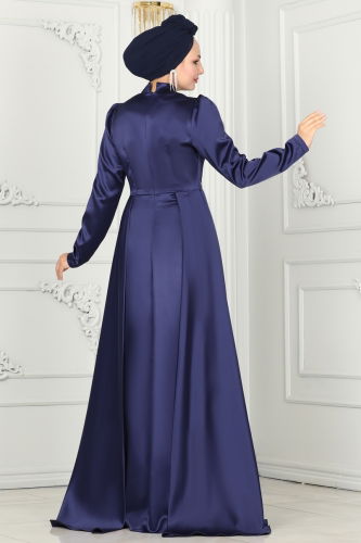 moda selvim EVENING DRESS 52878ALM181 Navy Blue - Thumbnail