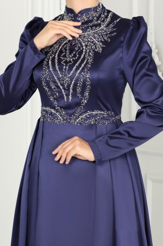 moda selvim EVENING DRESS 52878ALM181 Navy Blue - Thumbnail