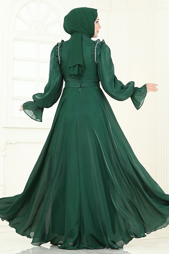 moda selvim فستان سهرة زيتي 5287D170 - Thumbnail