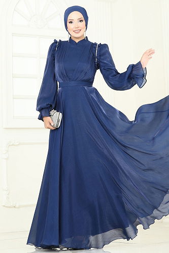 moda selvim فستان سهرة كحلي 5287D170 - Thumbnail