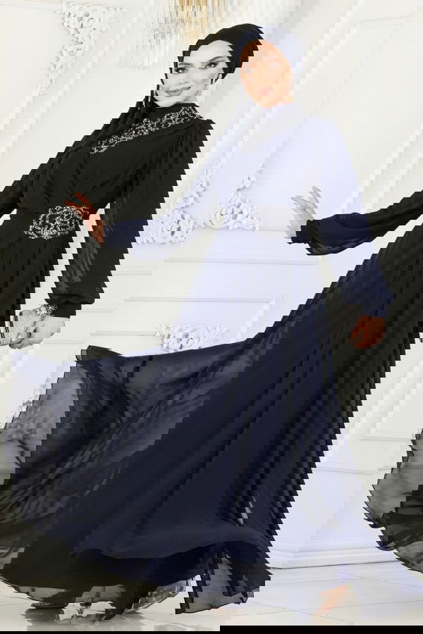 Modaselvim خصم صافٍ20%+20% في سلة التسوق فستان سهرة كحلي 52882ALM181