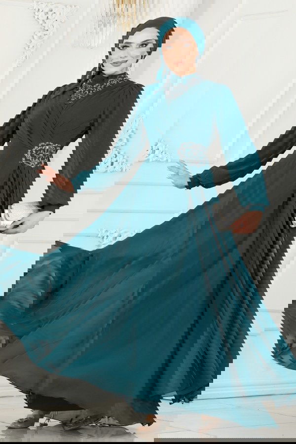 Modaselvim NET 20%+20% DISCOUNT IN THE CARD Evening Dress 52882ALM181 Petroleum