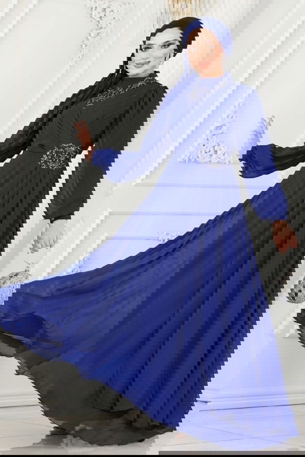 Modaselvim خصم صافٍ20%+20% في سلة التسوق فستان سهرة نيلي 52882ALM181