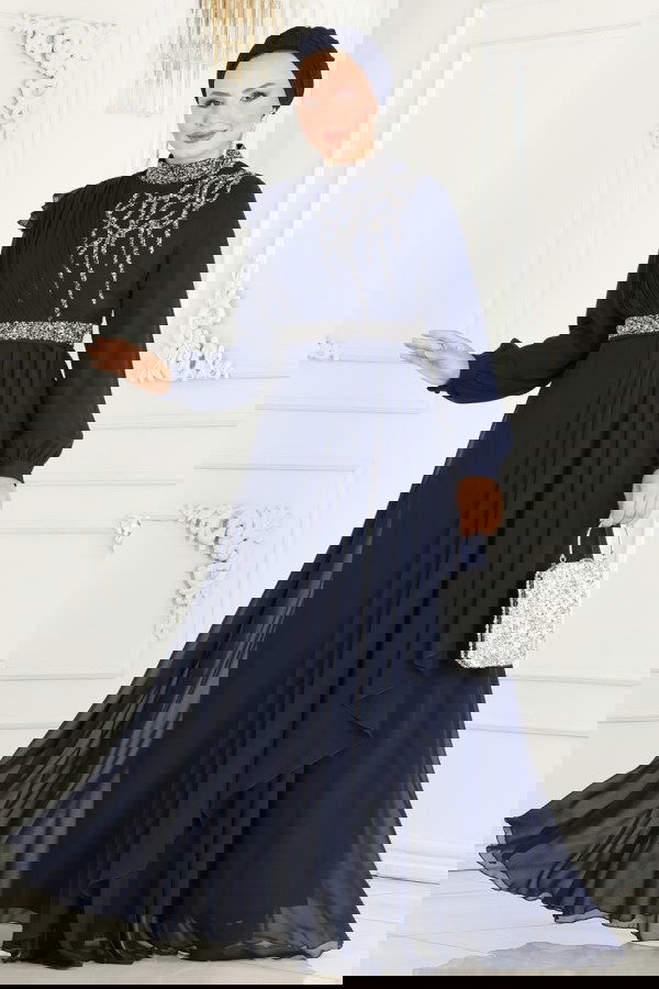 Modaselvim خصم صافٍ20%+20% في سلة التسوق فستان سهرة كحلي 52885ALM181