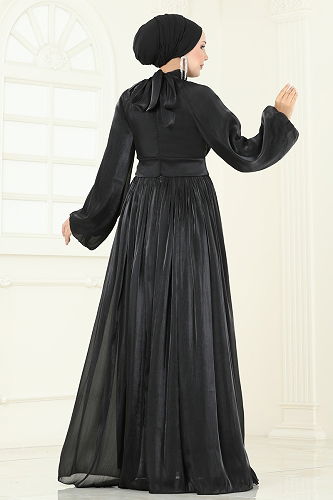 moda selvim Evening Dress 5299D170 Black - Thumbnail