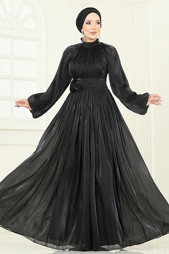moda selvim فستان سهرة أسود 5299D170 - Thumbnail
