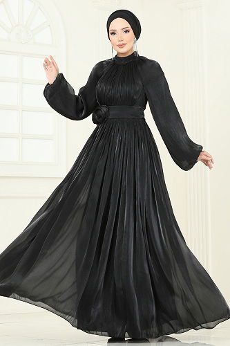 moda selvim فستان سهرة أسود 5299D170 - Thumbnail