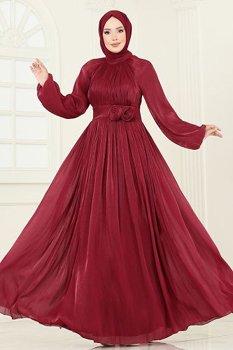 moda selvim فستان سهرة خمري 5299D170 - Thumbnail