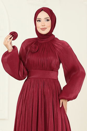 moda selvim فستان سهرة خمري 5299D170 - Thumbnail