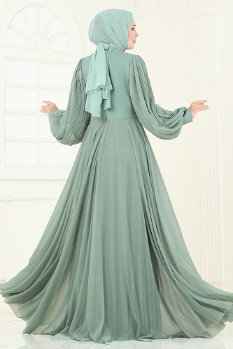 moda selvim Evening Dress 5315D170 Mint - Thumbnail
