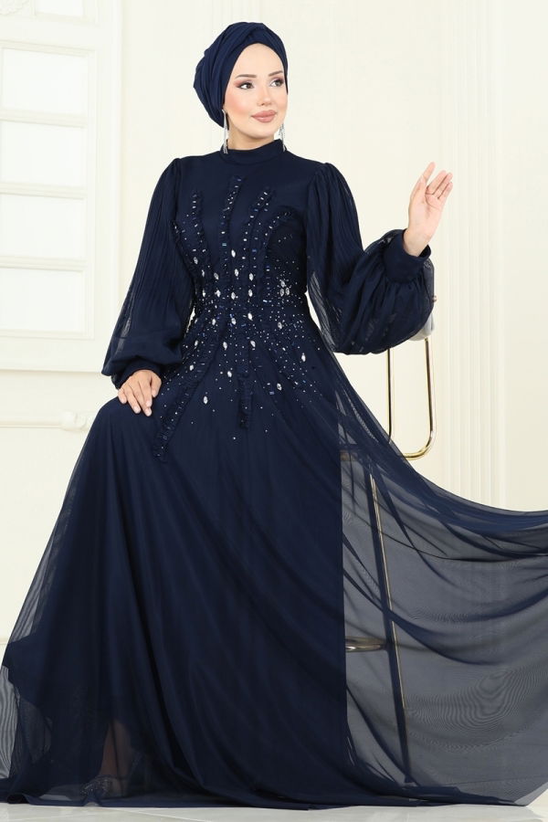 Modaselvim خصم صافٍ20%+20% في سلة التسوق فستان سهرة كحلي 5315D170