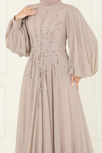 moda selvim Evening Dress 5315D170 Powder Vision - Thumbnail