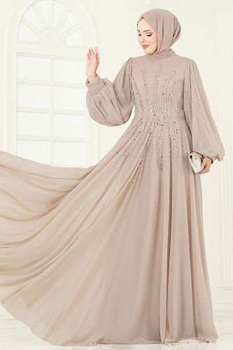 moda selvim Evening Dress 5315D170 Powder Vision - Thumbnail