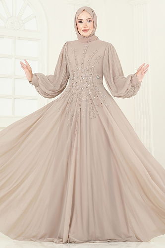 moda selvim Evening Dress 5315D170 Powder Vision - Thumbnail