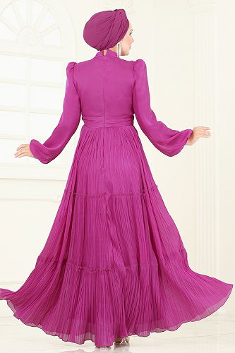 moda selvim فستان سهرة فوشي 5320D170 - Thumbnail