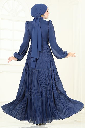 moda selvim Evening Dress 5320D170 Navy Blue - Thumbnail