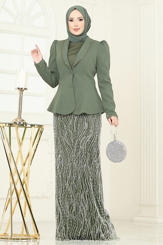 moda selvim طقم اخضر عفني 5323DMNK1166 - Thumbnail