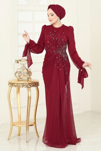 D.M.N.K. - Evening Dress 5349DMNK1166 Burgundy