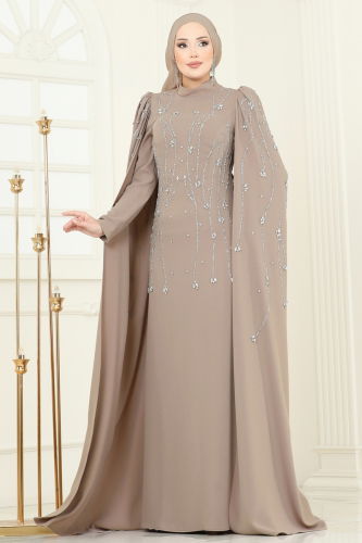 D.M.N.K. - Evening Dress 5370DMNK1166 Brown with Milk