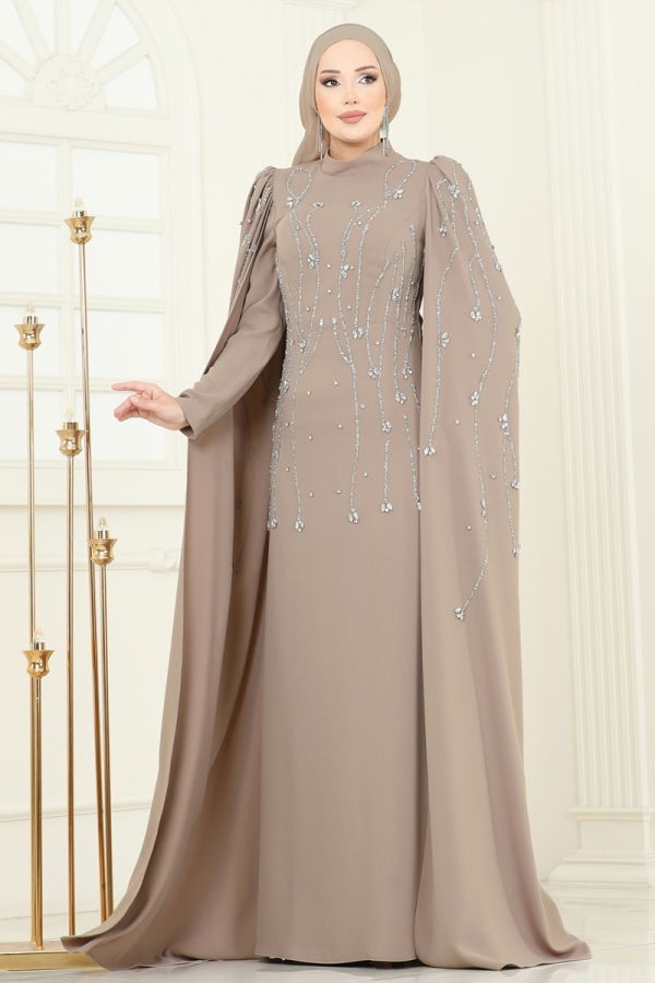 Modaselvim SUAL Evening Dress 5370DMNK1166 Brown with Milk