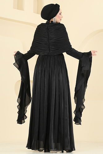 moda selvim Evening Dress 5398DMNK1166 Black - Thumbnail