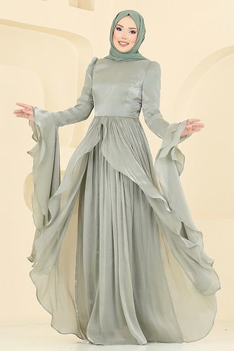 moda selvim Evening Dress 5398DMNK1166 Mint - Thumbnail