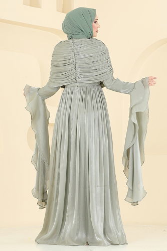 moda selvim Evening Dress 5398DMNK1166 Mint - Thumbnail