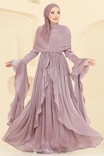 moda selvim Evening Dress 5398DMNK1166 Powder - Thumbnail