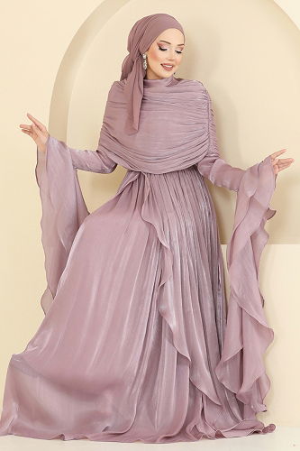 moda selvim Evening Dress 5398DMNK1166 Powder - Thumbnail