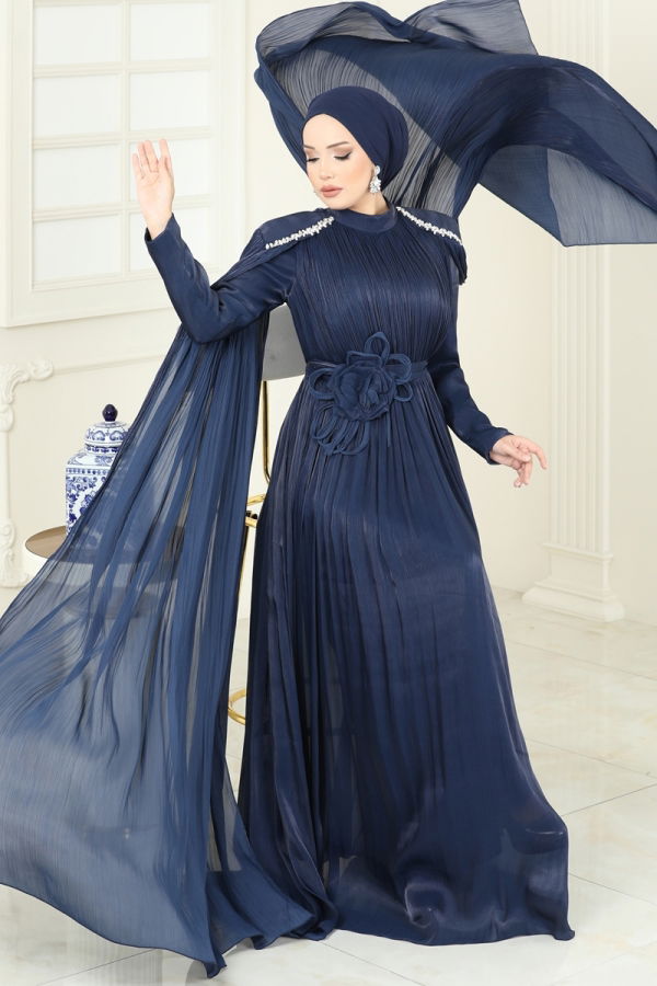 Modaselvim SUAL Evening Dress 5433DMNK1166 Navy Blue