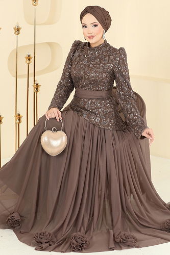 moda selvim Evening Dress 5452DMNK1166 Powder Vision - Thumbnail