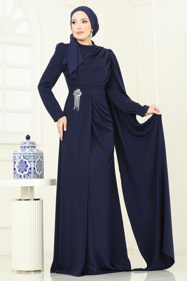 Modaselvim SUAL Evening Dress 5467DMNK1166 Navy Blue