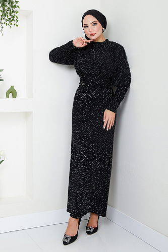 moda selvim Evening Dress 5469END900-M Black - Thumbnail