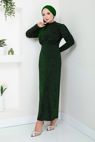 moda selvim Evening Dress 5469END900-M Emerald - Thumbnail