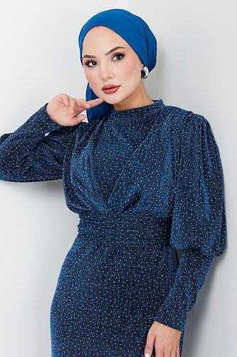 moda selvim Evening Dress 5469END900-M Navy Blue - Thumbnail