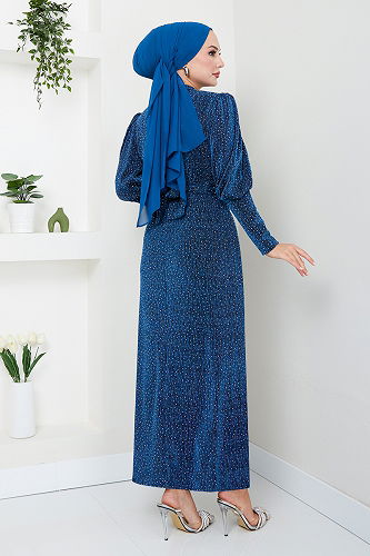 moda selvim Evening Dress 5469END900-M Navy Blue - Thumbnail