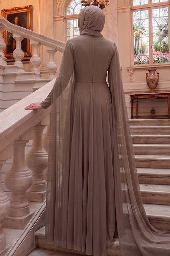 moda selvim Evening Dress 5568DMNK1166 Vision - Thumbnail