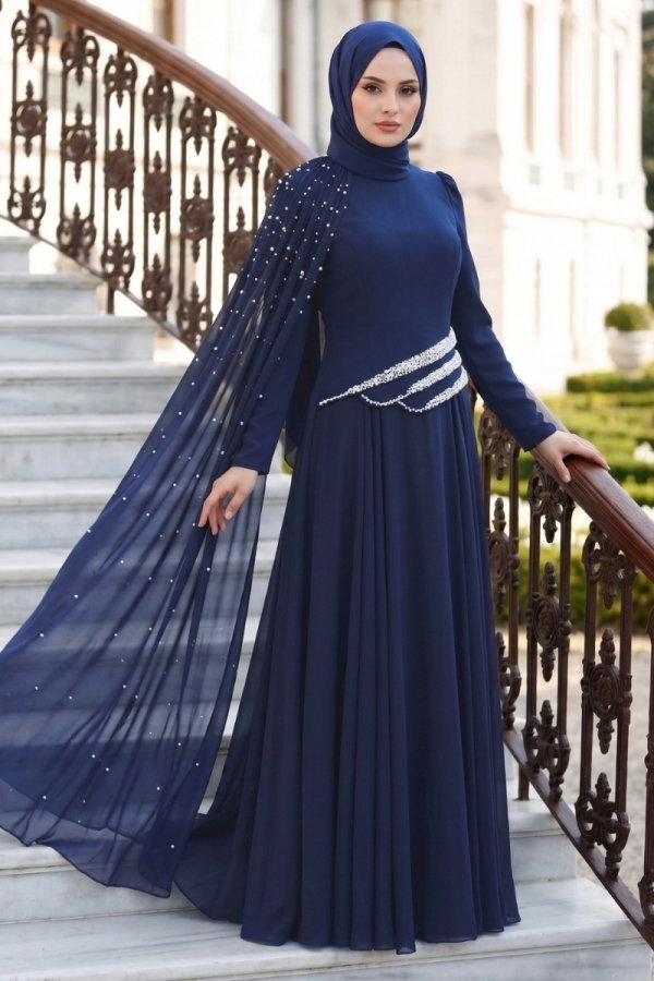 Modaselvim EVENING DRESSES Evening Dress 5595DMNK1166 Light Navy Blue