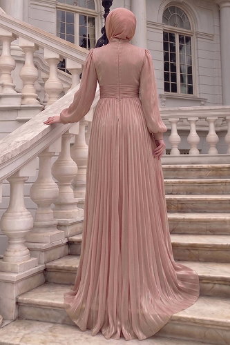 moda selvim Evening Dress 5626DMNK1166 Powder Vision - Thumbnail