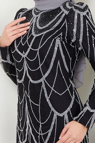 moda selvim Evening Dress 5631END900-M Black - Thumbnail