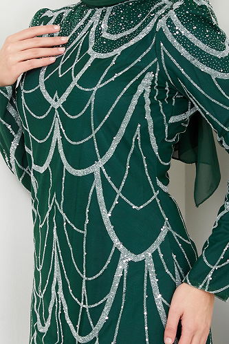 moda selvim Evening Dress 5631END900-M Emerald - Thumbnail