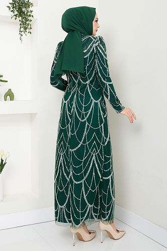 moda selvim Evening Dress 5631END900-M Emerald - Thumbnail