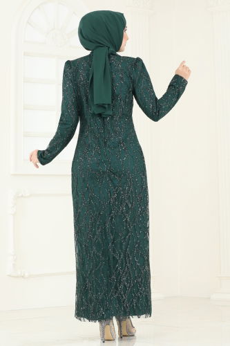 moda selvim Evening Dress 5634EDF311 Emerald - Thumbnail