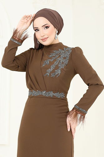 moda selvim فستان سهرة بني 5642EDF311 - Thumbnail