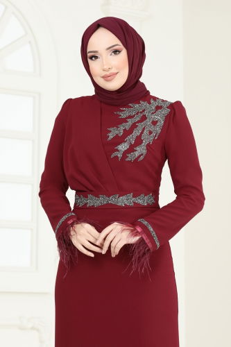 moda selvim فستان سهرة خمري 5642EDF311 - Thumbnail
