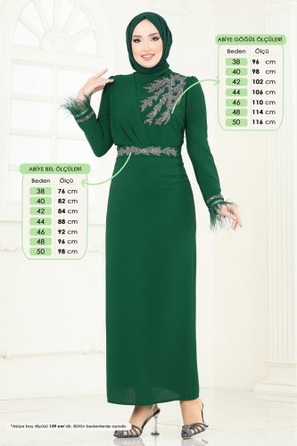 moda selvim Evening Dress 5642EDF311 Emerald - Thumbnail