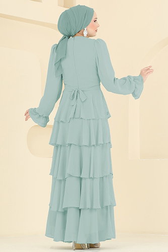 moda selvim Evening Dress 5652DMNK1166 Water Green - Thumbnail
